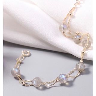 สร้อยข้อมือหินมูนสโตน (Moonstone) หรือมุกดาหาร สอบถามไซส์เพื่อความชัวนะคะ^^