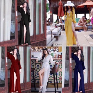 TwinsShopVip💗พร้อมส่ง TW8170 จั้มสูทแต่งคลุมคล้ายเดรส A jumpsuit dressed like a dressA jumpsuit dressed like a