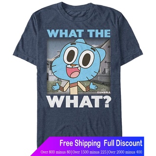 เสื้อยืดผู้ชายและผู้หญิง Mens The Amazing World Of Gumball What The What T-Shirt The Amazing World of Gumball Short sle