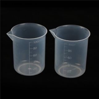 PR2TH 2pcs 100mL Clear Plastic Graduated Measuring Cup Jug Beaker Lab Tool
 Martijn