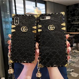 Samsung A10 A20 A30 A40 A50 A60 A70 A80 M20 M30 A20S Gucci Lanyard Chain Square Phone Case เคสมือถื