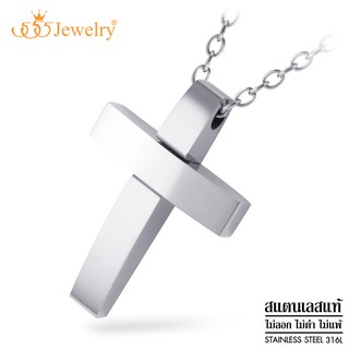 555jewelry สร้อยคอพร้อมจี้สแตนเลส ไม้กางเขน สไตล์มินิมอล รุ่น MNC-P929 - จี้ห้อยคอ จี้สร้อยคอ (P-5)