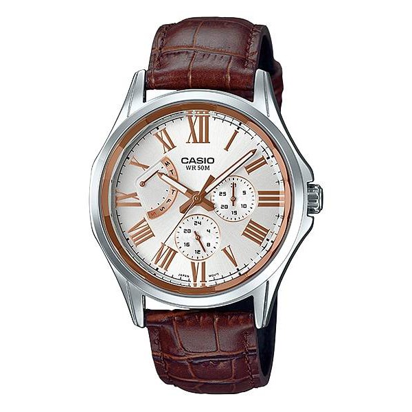 Veladeedee นาฬิกา Casio Standard นาฬิกาข้อมือชาย รุ่น MTP-E311LY-7A (สายหนังหน้าขาว)