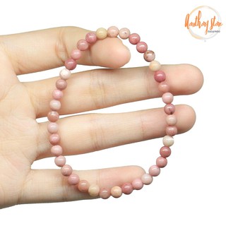 (ใส่โค้ดBIGT944W  ลดเพิ่ม 25.-) กำไลหิน โรโดไนท์ Rhodonite ขนาด 4 มม. หินความรัก หินมงคล หินสี กำไลหินนำโชค