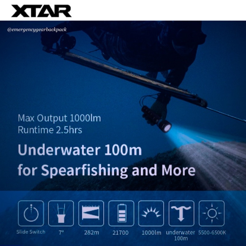 XTAR DS1 SET 1000 Lumens 282M 100M Diving Flashlight