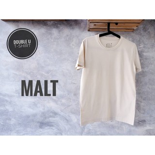 ออกใบกำกับภาษีได้ - เสื้อยืดสีพื้นคอกลม สีครีมกากี ( MALT ) **เย็บตะเข็บข้าง**