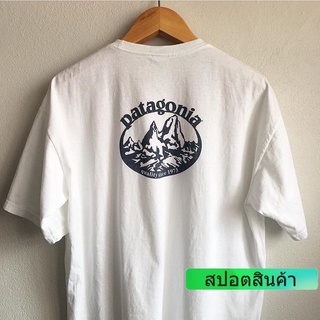 เสื้อยืดลําลองสําหรับผู้ชายผ้าฝ้ายแขนสั้นพิมพ์ลาย American Patagonia Bata ทรงหลวม