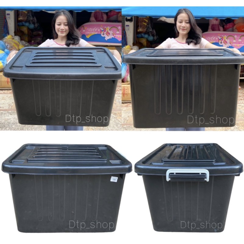 ✅กล่องพลาสติกมีล้อ(แบบหนา) ขนาด100ลิตร ลังพลาสติก ราคาถูก