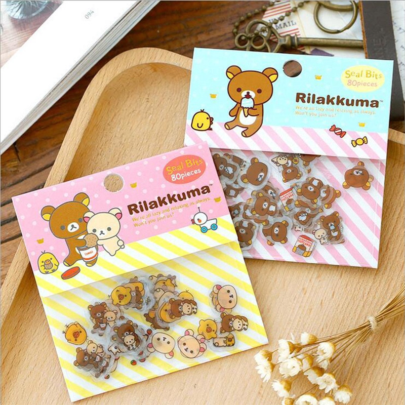 80 ชิ้นน่ารัก Rilakkuma มินิกระดาษสติกเกอร์กระเป๋า DIY ไดอารี่วางแผนตกแต่งสติ๊กเกอร์