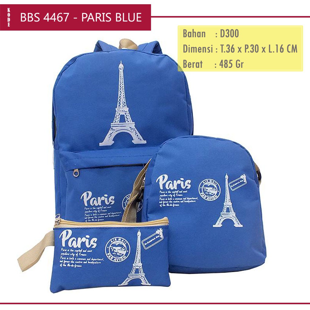 Paris / Hello Kitty Character Girls School Backpack Set BBS-4467 Blue