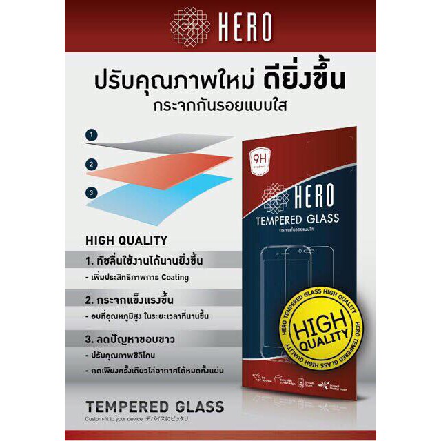 Hero ฟิล์มกระจกแบบใส ไม่เต็มจอ iPhone 5/5s,6/6s , 6Plus/6sPlus , 7/8 , 7Plus/8Plus,X/Xs/XsMax/XR #3
