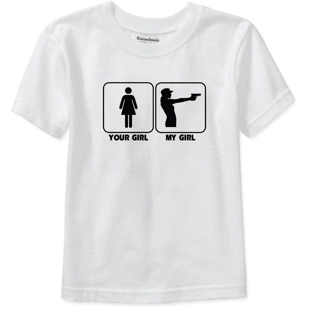 เสื้อยืดแขนสั้น พิมพ์ลาย Your Girl My Girl Shooter แฟชั่นฤดูร้อน สําหรับผู้ชาย AR15 1911 M9 2nd M16สามารถปรับแต่งได้