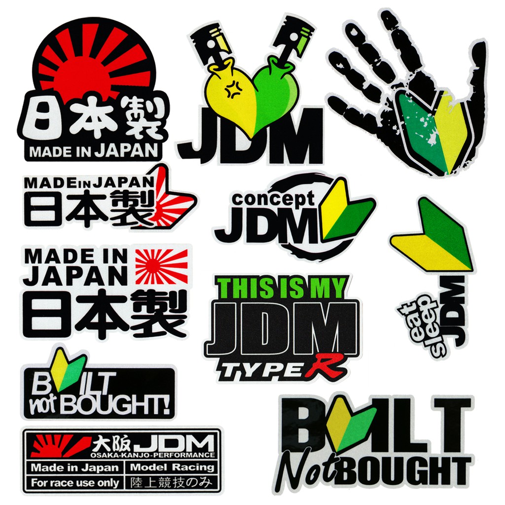 Jdm สติกเกอร์โลโก้สัญลักษณ์ สะท้อนแสง กันน้ํา สําหรับติดตกแต่งหมวกกันน็อค สเก็ตบอร์ด รถยนต์ รถ