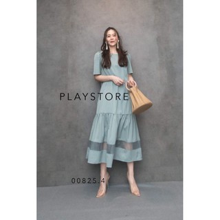 P L A Y S T O R E ถ่ายจากสินค้าจริง GLassy STap DReSS••เดรสแขนสั้นทรงสวยใส่สบาย