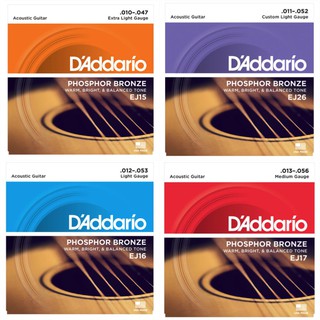 สายกีตาร์โปร่ง Daddario EJ15/26/16/17 Phosphor Bronze Acoustic Guitar Strings