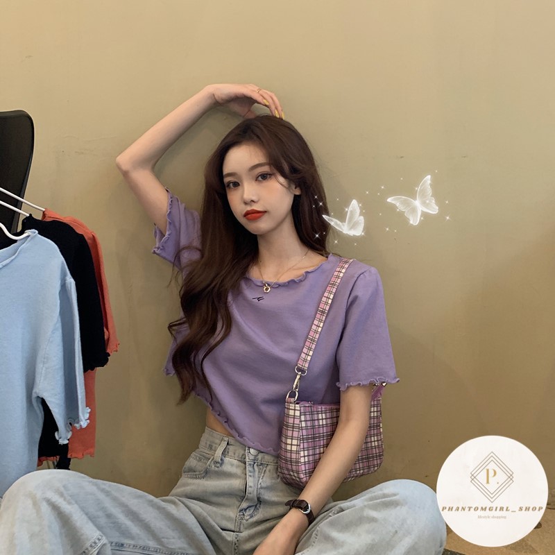 พร้อมส่ง!! เสื้อไหมพรม เสื้อครอป แฟชั่นผู้หญิง AA005