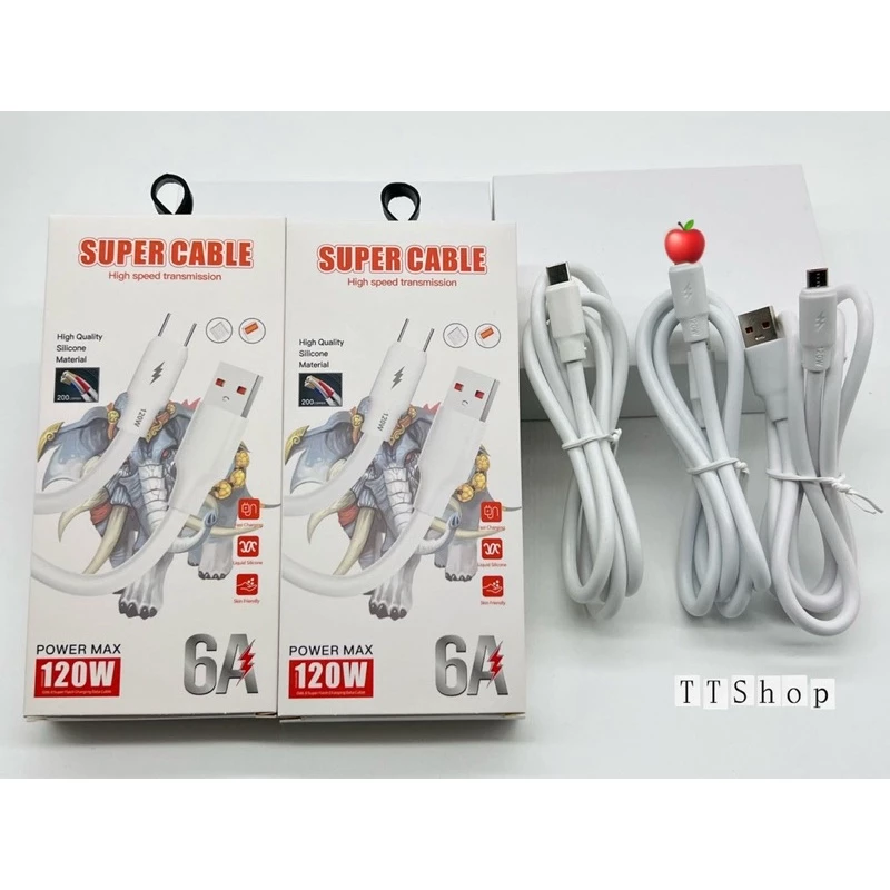 สายชาร์จ 6A สายชาร์จสำหรับโทรศัพท์ทุกรุ่น USB-IP/Micro/ Type C ของแท้ 100% Quick Charge 120W