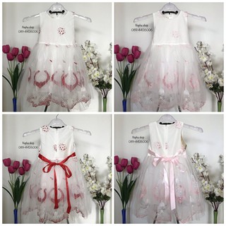 ชุดเดรสเด็กกุกลาบชมพูเเละกุหลาบเเดง เกรดพรีเมี่ยม อายุ 3-6 ขวบ        Size 100,110,120,130
