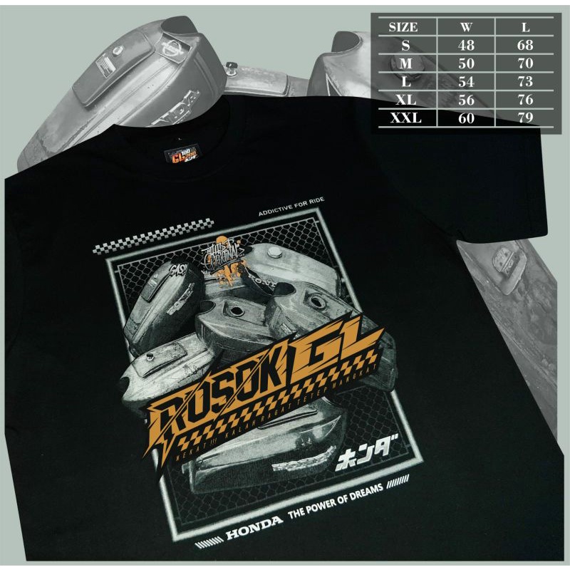 เสื้อยืด ลาย distro rosok honda gank gl100 gl200 GL max mp tiger (Rous GL)