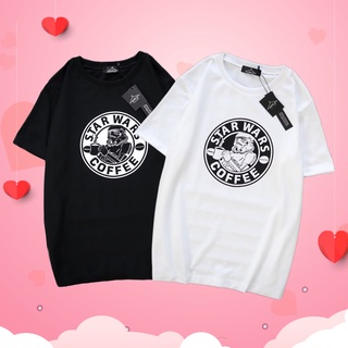 เสื้อยืดผ้าฝ้ายพิมพ์ลายขายดี เสื้อยืด High Street เสื้อคู่ Star war coFFEE  เสื้อยืด คู่รัก ชุดคู่ เสื้อเเฟชั่น ชุดคู่รั