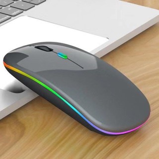 เมาส์ไร้สาย มีแบตในตัว ไร้เสียงคลิก Wireless Mouse มีบลูทูธ ใช้งานง่าย มีไฟสวยงาม น้ำหนักเบา ดีไซน์สวย