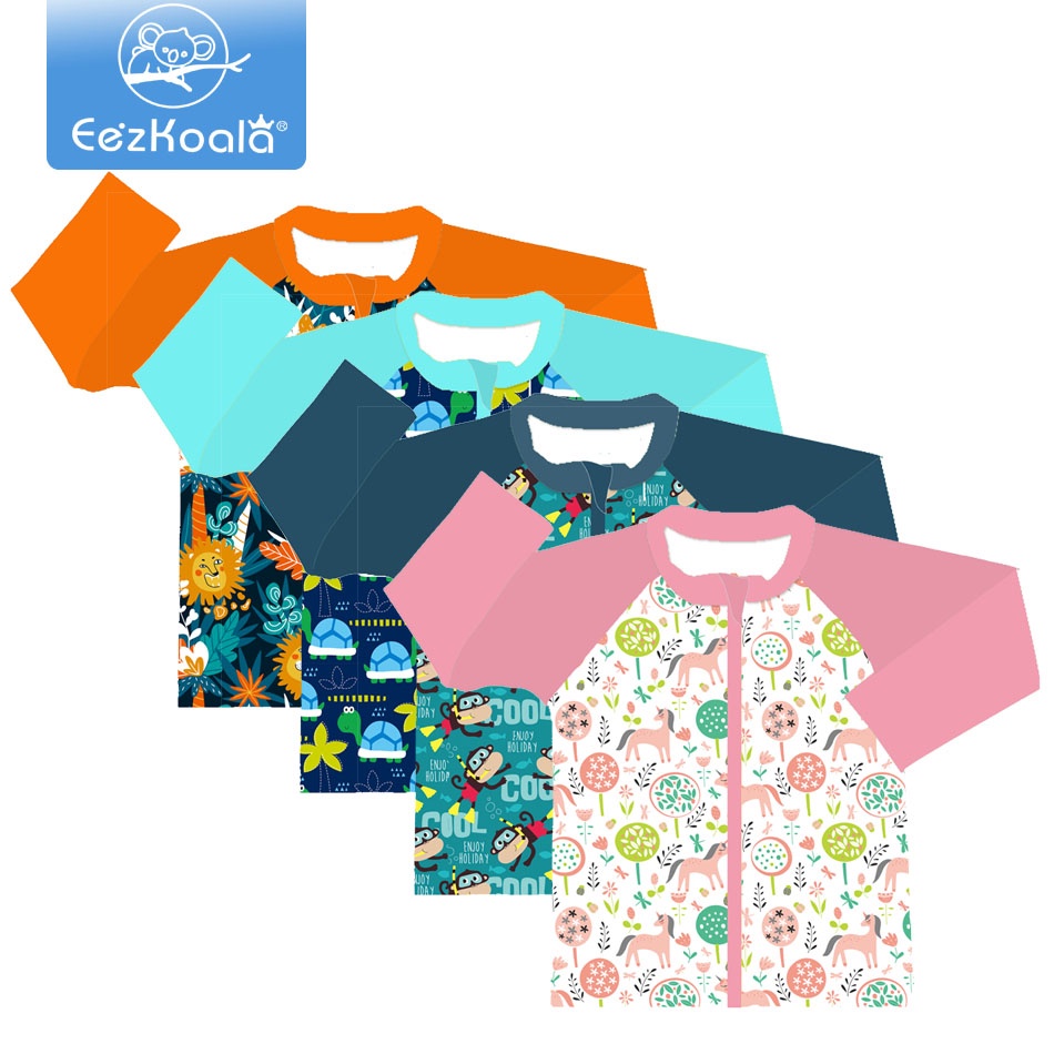 Eezkoala แขนยาวซิปชุดว่ายน้ําเด็ก Rash Vest สําหรับเด็กวัยหัดเดินและทารกชุดว่ายน้ํา UV 50 ทนชุดว่ายน้ําสําหรับเด็ก