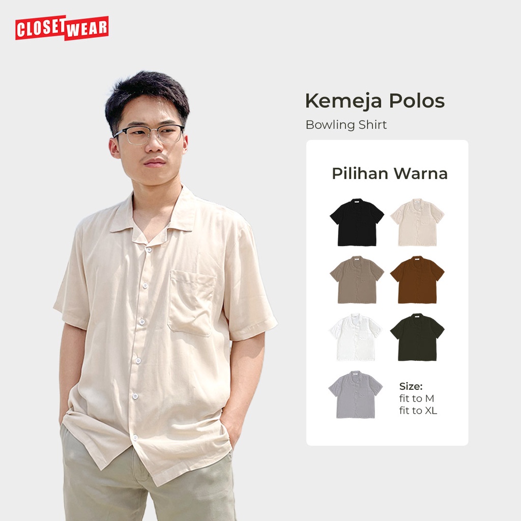 Kemeja Closewear PLAIN SHIRT BOWLING SHIRT SHORT SLEEVED HAWAIAN SHIRT