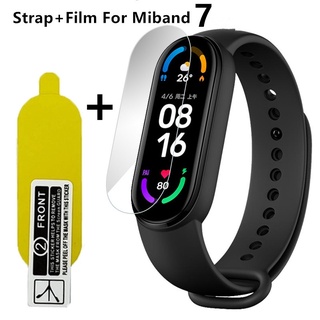 สายนาฬิกาข้อมือซิลิโคน พร้อมฟิล์ม แบบเปลี่ยน สําหรับ Xiaomi Mi Band 7 Xiaomi Mi Band 7