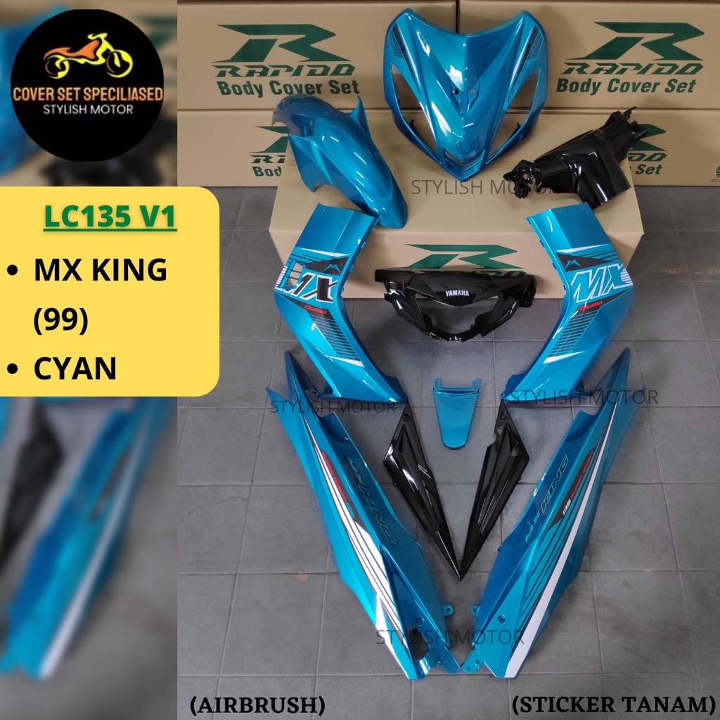 (STICKER TANAM/AIRBRUSH) RAPIDO COVER SET LC135 V1 MX KING (99) CYAN