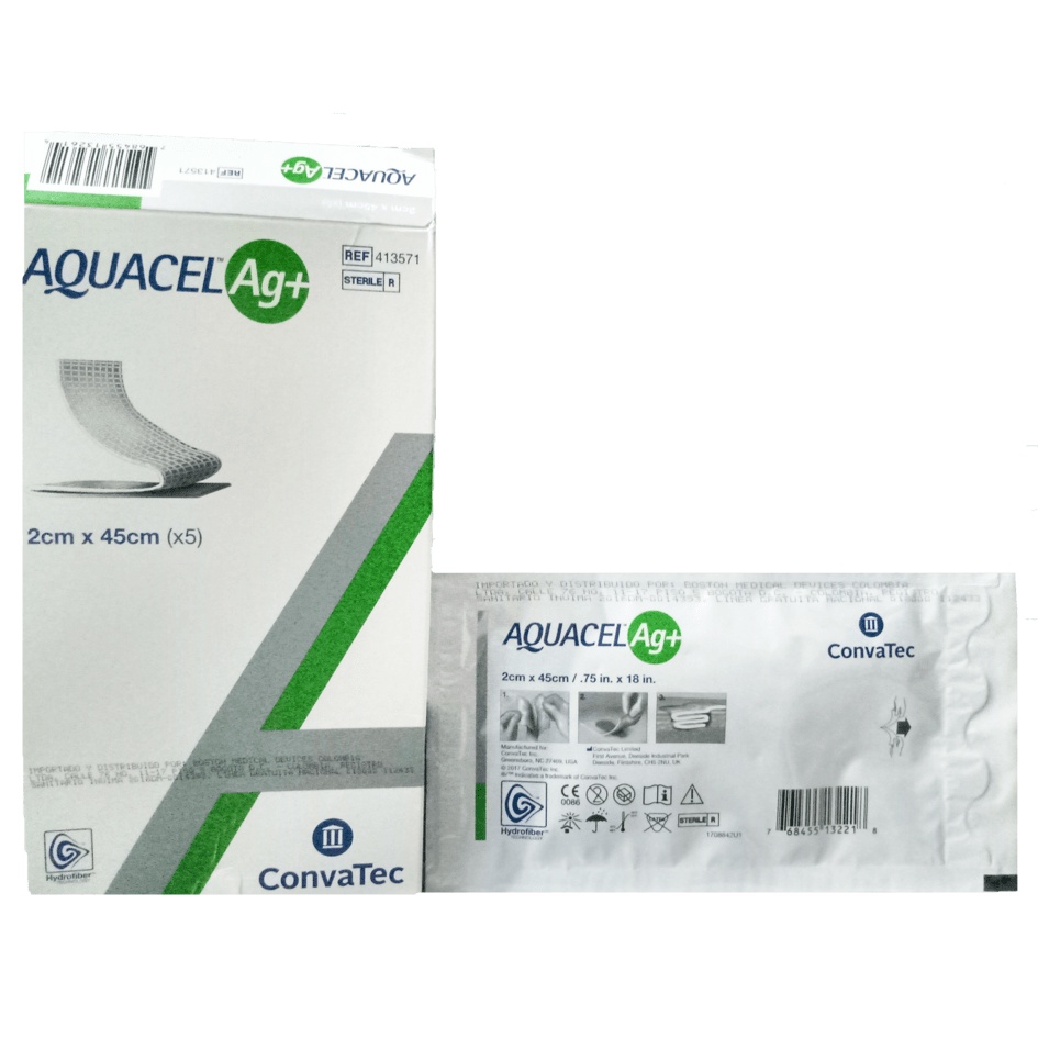 (พร้อมส่ง+ลดราคาพิเศษ) Aquacel AG+ 2x45 cm อควาเซล แผ่นดูดซับแผล สำหรับแผลโพรง แผลกดทับ 1 แผ่น (Exp.12/21)
