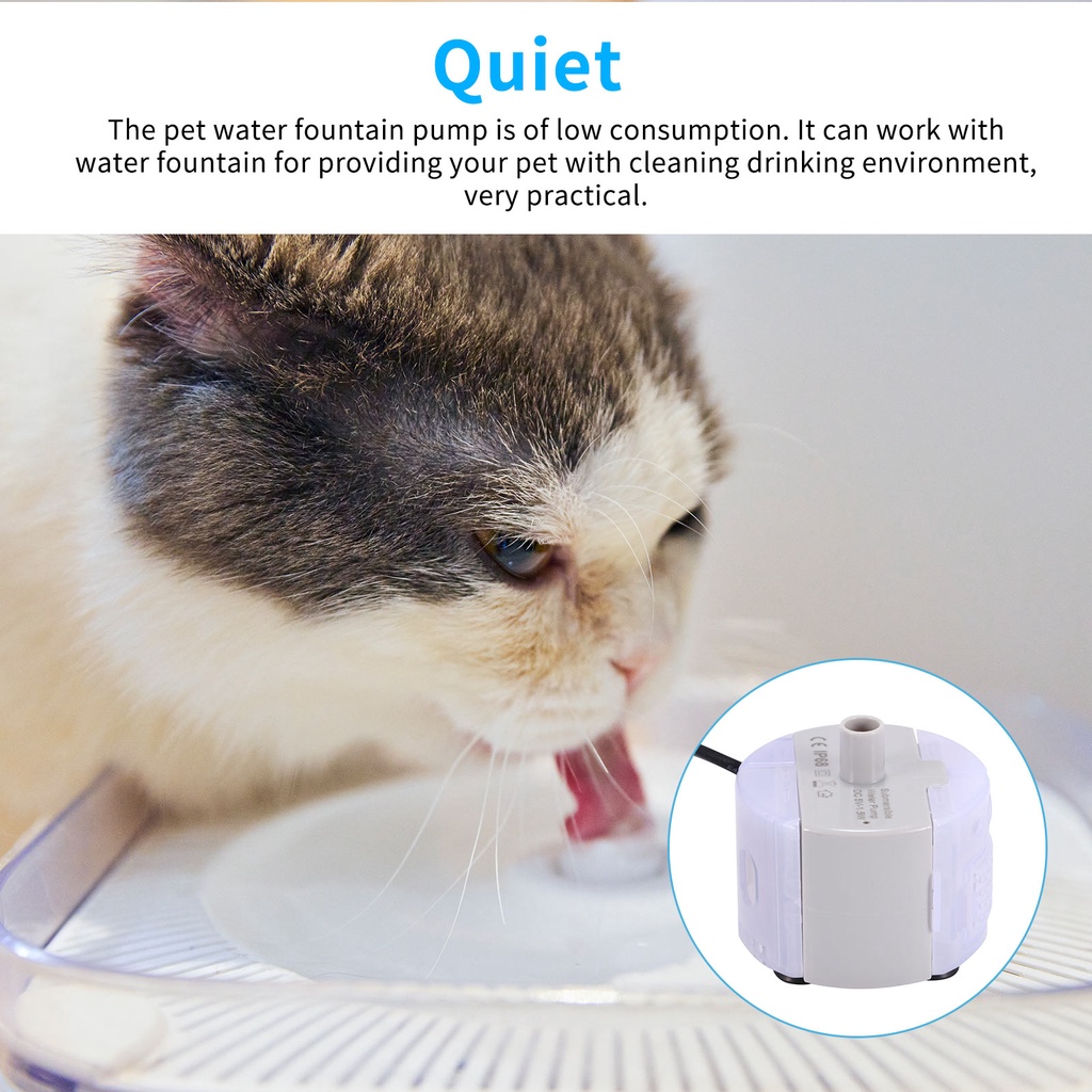 [GLOBAL] Cat Water Fountain Pump Quiet Low Consumption Easy to Use