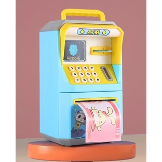 ออมสิน ATM กระปุกออมสิน มีดนตรีมีรหัส ตู้เซฟสามารถดูดแบงค์และสามารถหยอดเหรียญได้