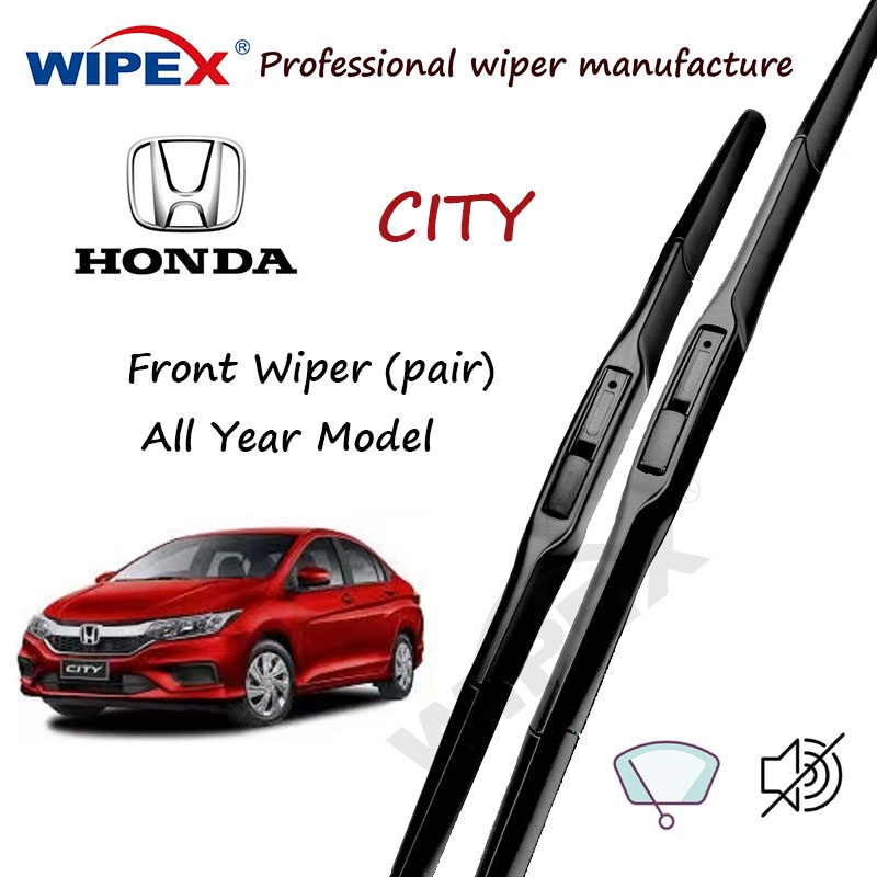 ชุดใบปัดน้ําฝนหน้า Honda City 14+24/คู่สําหรับทุกรุ่น CITY Car Window Wiper (แบบซิลิโคนไฮบริด) จาก wipex