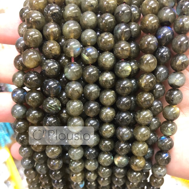 Labradorite หินนำโชค "ลาบาโดไรต์ #สีเข้ม" แบบแพ็ค 10 เม็ด ดวงตาที่สาม หินพ่อมด