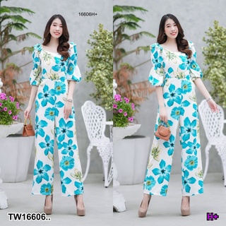 4You  Jumpsuit คอกว้างแขนยาว ขากระบอก.. พร้อมส่ง  ชุดไปทะเล  เดรส  ชุดเซ้ท ชุดสปอร์ต เสื้อผ้าสาวอวบ  ขาว ดำ