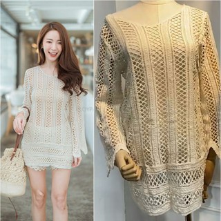มินิเดรส เสื้อยาวโครเช ทอลายสวย