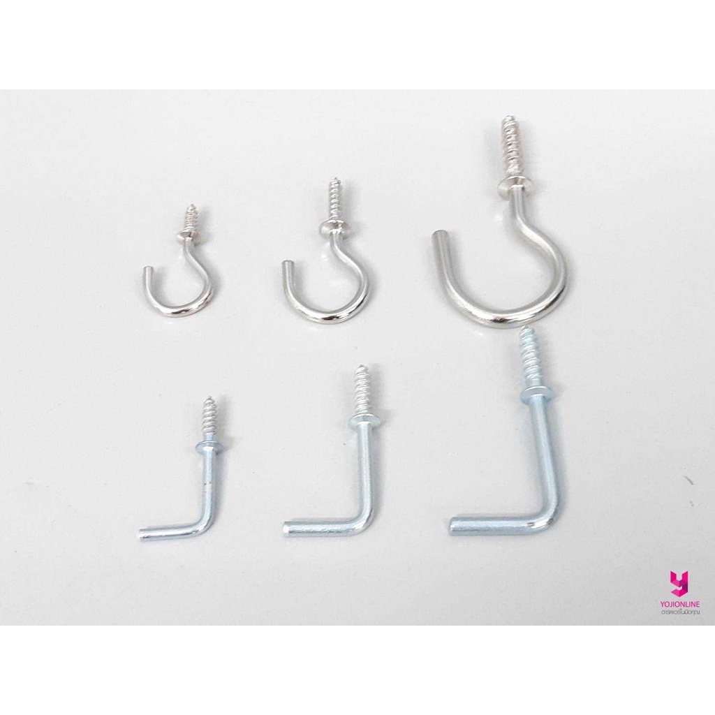YOJI ONLINE ตะขอตัว L ชุบขาว ตะขอตัว C ชุบขาว (ขนาด 3/4" หรือ 6 หุน , 1" , 1-1/4" , 1-1/2") ตะขอตัวแ
