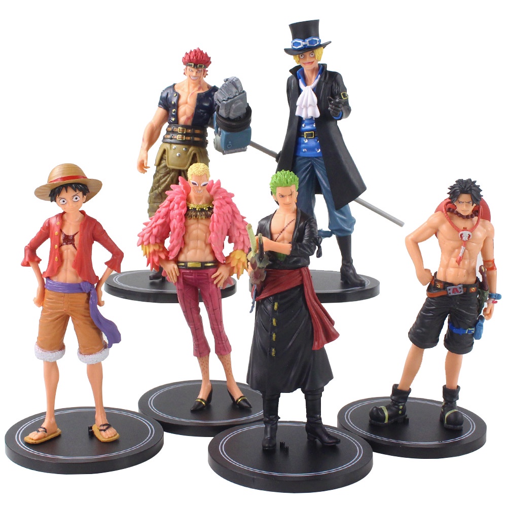 6 ชิ้น/เซ็ตอะนิเมะ One Piece ลิง D Luffy Sabo Ace Roronoa Zoro Doflamingo Eustass เด็ก PVC Action Figures ของเล่นตุ๊กตาเด็ก