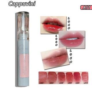 Cappuvini ลิปสติก ลิปกลอส หลอดสีเทา ขนาดเล็ก กันน้ํา ชุ่มชื้นยาวนาน 3 กรัม