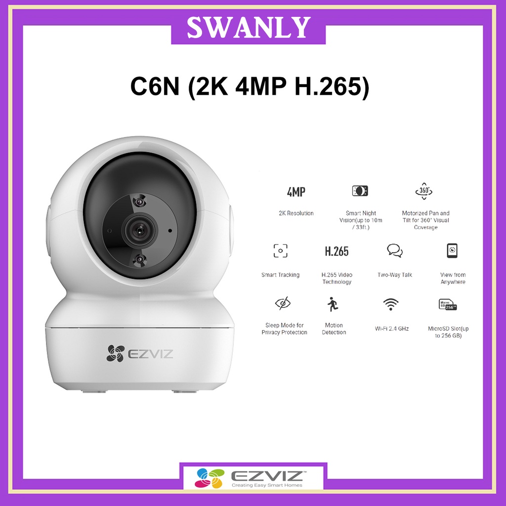 EZVIZ C6N 2K 4MP H.265 กล้องแพนและเอียงอัจฉริยะ