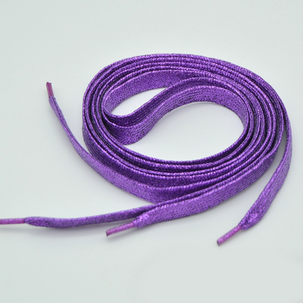 pearlescent เชือกผูกรองเท้าลําลองผ้าไหมสีเงินสีทอง