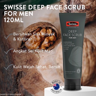 SWISSE Deep Face Scrub For Men 120ml สครับดีท็อกซ์ผิวหน้าสำหรับผู้ชายจากออสเตรเลียของแท้