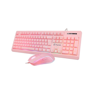 Razeak RKM-705 ชุดมีไฟ เมาส์คู่คีย์บอร์ด Keyboard+Mouse Combo สีชมพู รับประกัน 1ปี