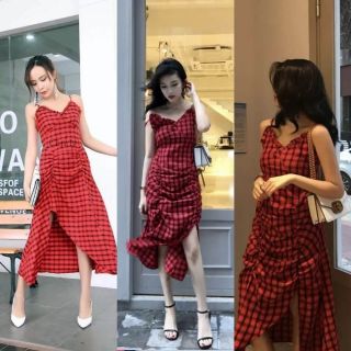 Maxi Dress สายเดี่ยว ลายสก็อต