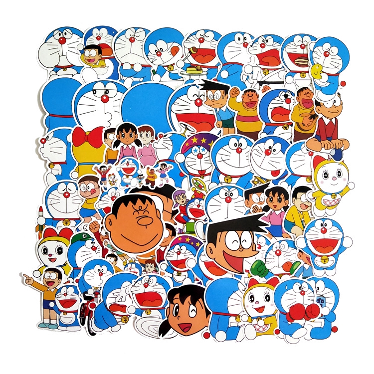 สติกเกอร์ ลายการ์ตูนโดราเอมอน กันน้ำ 60 ชิ้น