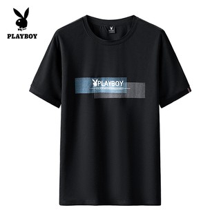 PLAYBOY Fashion Mens Short Sleeve Comfortable Short T Ice Silk Short Sleeve