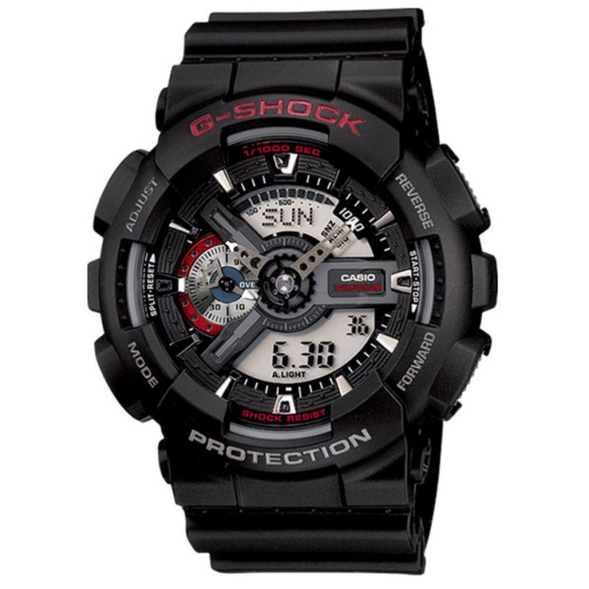 Casio G-Shock นาฬิกาข้อมือผู้ชาย สายเรซิ่น รุ่น GA-110,GA-110-1A  - สีดำ