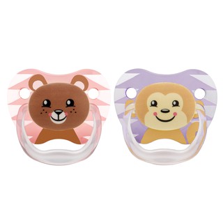 Dr.Browns : DRBPV22014 จุกนมหลอก PreVent PRINTED SHIELD Pacifier - Stage 2 - Girl Animal Faces, 2pk