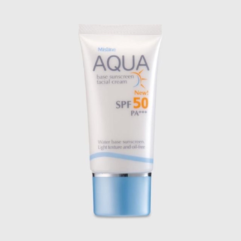 mistine aqua base sunscreen facial cream spf50+++