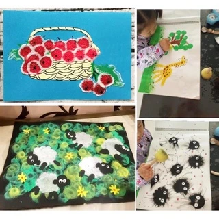 ชุดแปรงฟองน้ำสำหรับเด็ก 30 ชิ้น เครื่องมือวาดภาพ DIY สำหรับเด็กของเล่นระบายสีเพื่อการศึกษา แปรงทาสีโปสเตอร์ Poster Paint